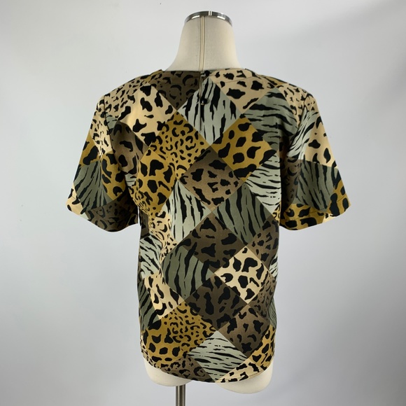 Kathy Che Small Blouse Cheetah Animal Print Brown - Picture 3 of 4